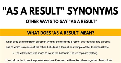 synonyms as a result|As A Result Synonym: 40+ Different Ways To Say “As .